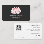 Carte De Visite Grey Lotus QR CODE wellness spa massage yoga Bus (Devant / Derrière)