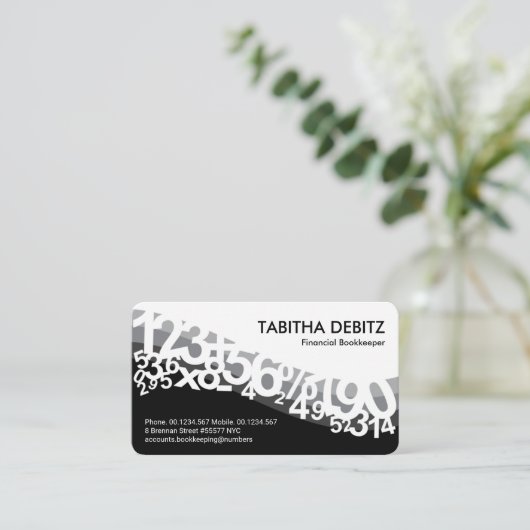 Carte De Visite Grey Number Waves Comptable (Debout devant)