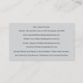 Carte De Visite Grey Plumber Plumbing Services Toilet  (Dos)