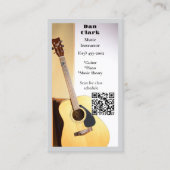 Carte De Visite Grey QR Code Music Enseignant Guitare acoustique (Devant)