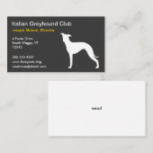 Carte De Visite Greyhound Silhouette (Devant / Derrière)