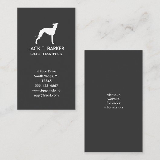 Carte De Visite Greyhound Silhouette (Devant / Derrière)