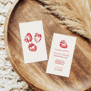 carte de visite gribouillée fraise fantaisiste