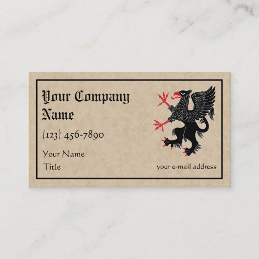 Carte De Visite Griffin Rampant Sable (Devant)