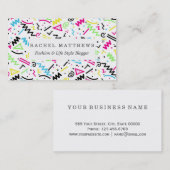 Carte De Visite Griffonnage jaune vert-bleu rose au néon des (Devant / Derrière)