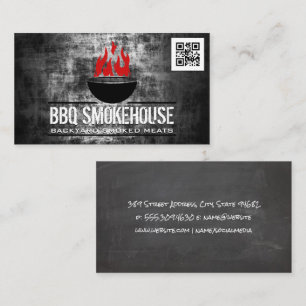 Carte De Visite Grill barbecue en feu   code qr