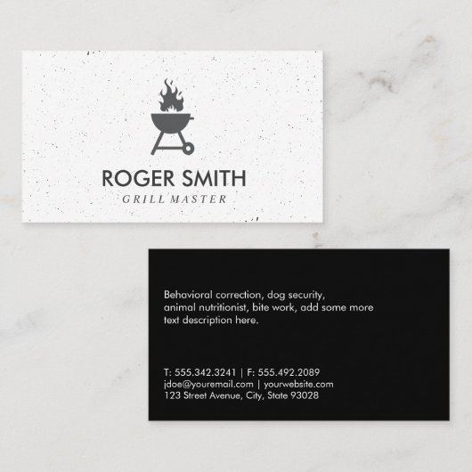 Carte De Visite Grill Master BBBQ Pit Grungy Speckée (Devant / Derrière)