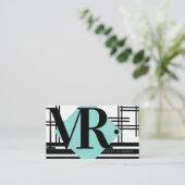 Carte De Visite Grille Abstraite Monochrome Noir Blanc (Debout devant)