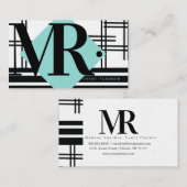 Carte De Visite Grille Abstraite Monochrome Noir Blanc (Devant / Derrière)