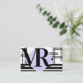 Carte De Visite Grille Abstraite Monochrome Noir Blanc (Debout devant)