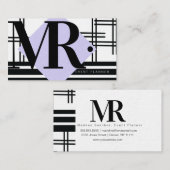 Carte De Visite Grille Abstraite Monochrome Noir Blanc (Devant / Derrière)