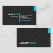 Carte De Visite Grille créative moderne Twill - noir et bleu ciel (Devant / Derrière)