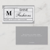 Carte De Visite Grille de monogramme (platine) (Devant / Derrière)