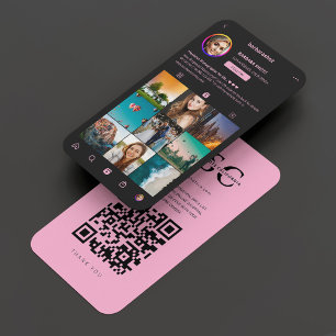 Carte De Visite Grille Instagram noir esthétique rose