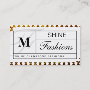 Carte De Visite Grille Monogramme (pois blancs de flocons d'or)