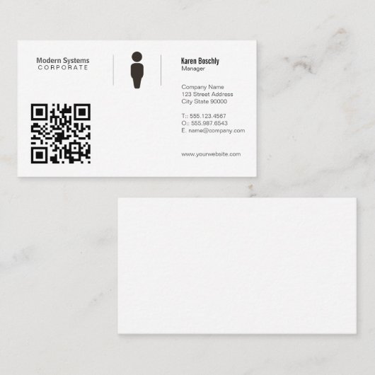 Carte De Visite Grille simple | Code QR (Devant / Derrière)