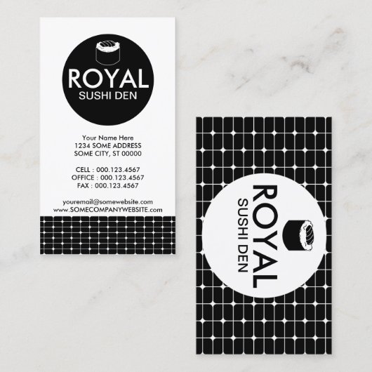 Carte De Visite grilles de sushi (Devant / Derrière)