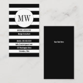 Carte De Visite Grilles Noir et Blanc avec Initiales Monogrammes (Devant / Derrière)