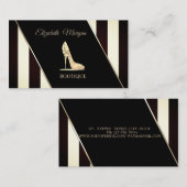 Carte De Visite Grilles Noires Et Blanches Modernes, Haut Talon (Devant / Derrière)