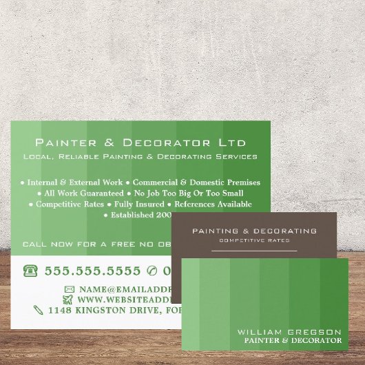 Carte De Visite Grilles Ombre Vertes, Peintre & Décorateur