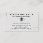Carte De Visite Gris Apiariste Miel Bumble Or Bee Honeypeb (Dos)