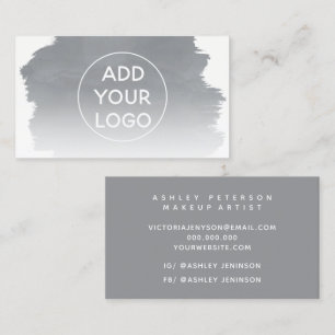 Carte De Visite Gris aquarelle brosse télécharger votre logo