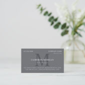 Carte De Visite Gris ardoise Monogrammé Professionnel (Debout devant)