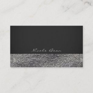 Carte De Visite Gris & Argent Glam Moderne Paillettes Élégant Chic