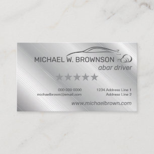 Carte De Visite Gris Argent Minimal Pilote voiture auto