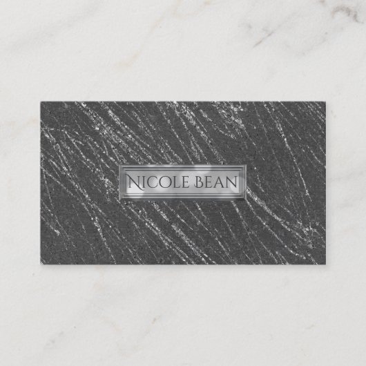Carte De Visite Gris & Argent Moderne Marbre de Glam Concepteur de (Devant)