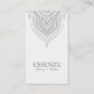 Carte De Visite Gris Argent Sur Dentelle Blanche Paisley