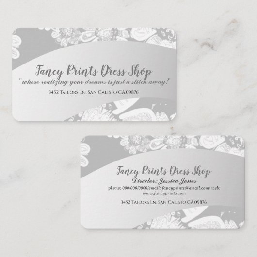 Carte De Visite Gris argenté à main blanche (Devant / Derrière)