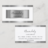 Carte De Visite Gris argenté professionnel encadré blanc élégant (Devant / Derrière)