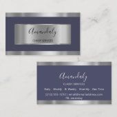 Carte De Visite Gris argenté professionnel encadré bleu fumé (Devant / Derrière)