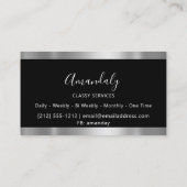 Carte De Visite Gris argenté professionnel encadré noir fumé (Dos)