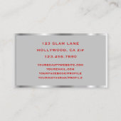 Carte De Visite Gris argenté rouge de maquillage de prolongements (Dos)