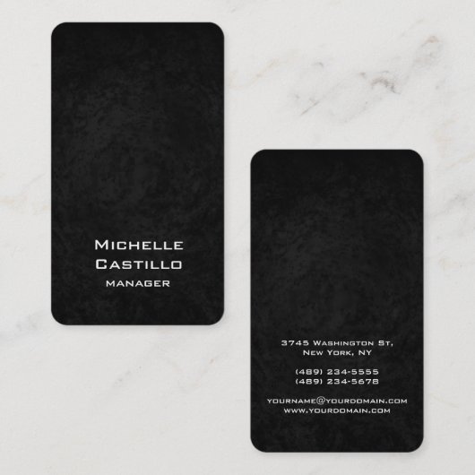 Carte De Visite Gris artistique vertical noir design unique (Devant / Derrière)