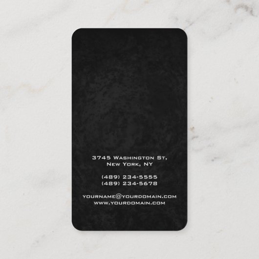 Carte De Visite Gris artistique vertical noir design unique (Dos)