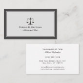 Carte De Visite Gris Attorney Justice Scale Professional (Devant / Derrière)