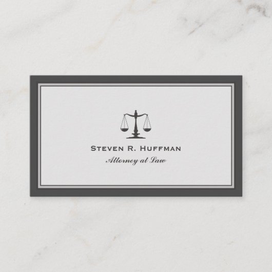 Carte De Visite Gris Attorney Justice Scale Professional (Devant)