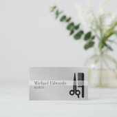 Carte De Visite Gris Barres Professionnelles Acier Moderne (Debout devant)