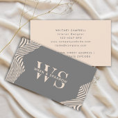 Carte De Visite Gris Beige Abstrait Design Monogramme Moderne