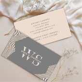 Carte De Visite Gris Beige Abstrait Design Monogramme Moderne
