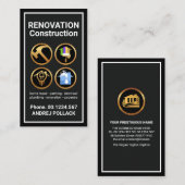Carte De Visite Gris Black Frame Gold Construction Outils manuyman (Devant / Derrière)