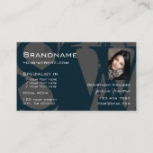 Carte De Visite Gris blanc bleu moderne avec logo photo Monogramme (Dos)