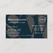 Carte De Visite Gris blanc foncé moderne avec logo et monogramme (Dos)