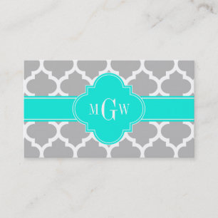 Carte De Visite Gris Blanc Marocain #5 Brt Aqua 3 Monogramme initi