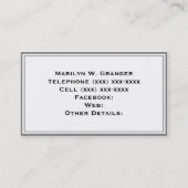 Carte De Visite Gris Blanc Marocain #5 Rose 3 Monogramme initial (Dos)