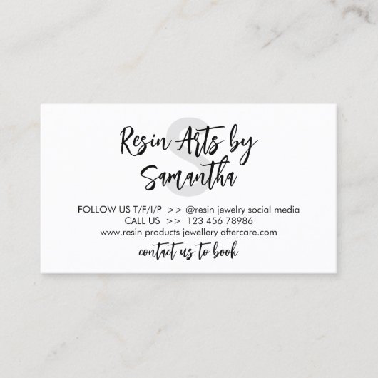 Carte De Visite Gris Blanc Moderne Résine Instructions pour le soi (Devant)