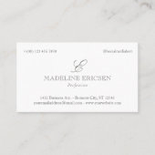 Carte De Visite Gris & Blanc Monogramme Simple Face (Devant)